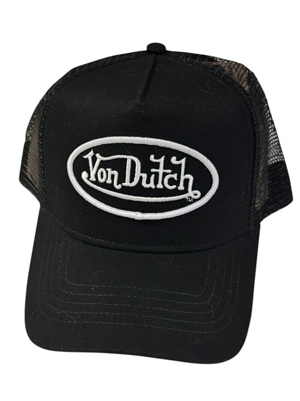 🔥 Y2K 🔥 NWT Von Dutch Black & White 5-Panel Mesh Back Trucker Hat Classic Logo